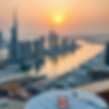 Breathtaking Sunset Over Dubai Marina Panoramic view of Dubai Marina at sunset