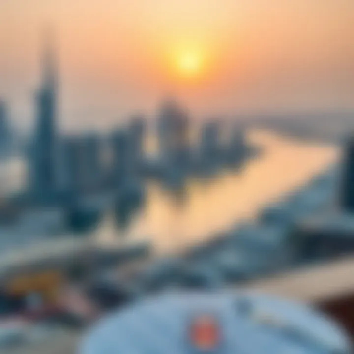 Breathtaking Sunset Over Dubai Marina Panoramic view of Dubai Marina at sunset