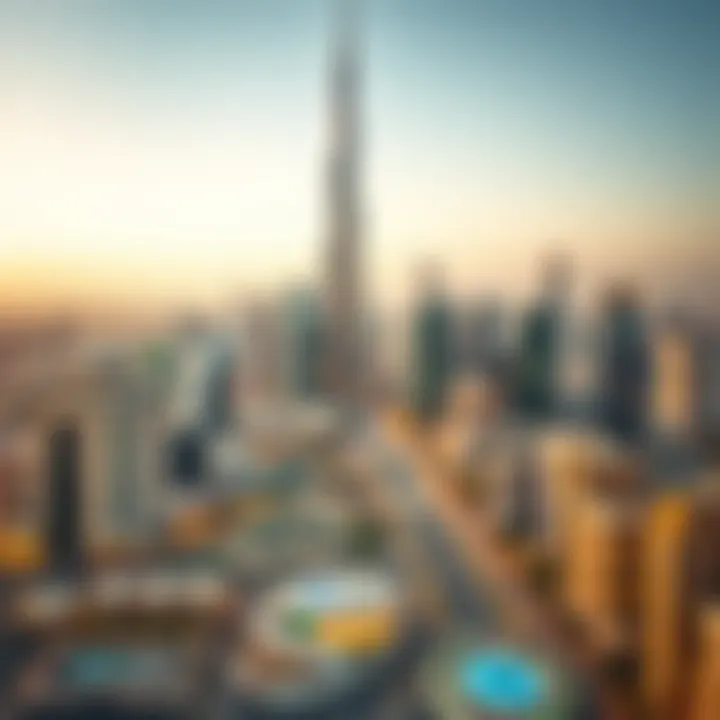 Dubai Skyline with Meera Tower Panoramic skyline featuring Meera Tower