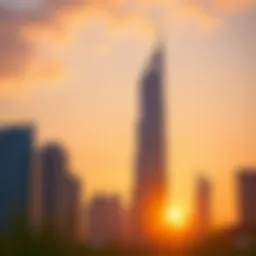 Stunning view of Meera Tower at sunset