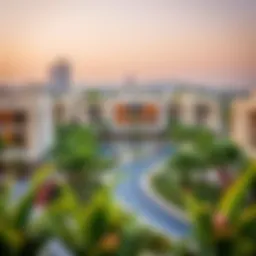 A panoramic view of Muweilah showcasing its modern architecture and greenery.