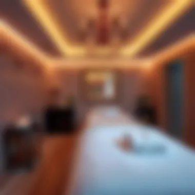 Luxurious spa room featuring ambient lighting and elegant decor