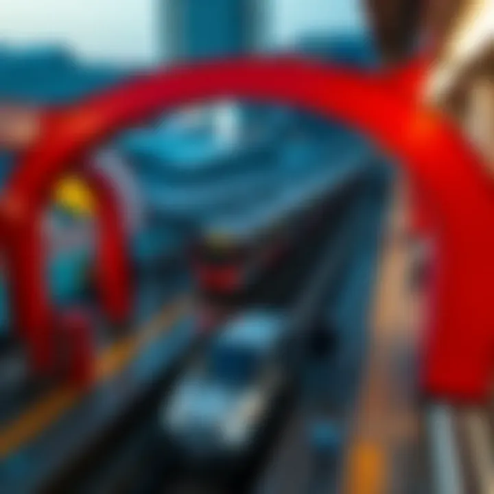 Aerial view of a bustling station on the Red Line Metro