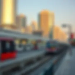 A detailed view of the Red Line Metro stations in Dubai