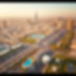 Aerial view of Silicon Oasis showcasing its proximity to metro stations and urban landscape