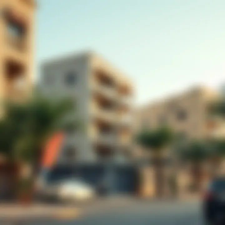 Vibrant Neighborhood Around Studio Apartments Vibrant neighborhood scene surrounding a studio apartment in Deira