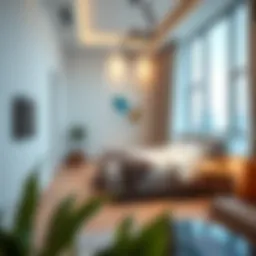 Stylish studio flat interior showcasing modern design elements