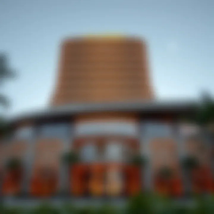 Architectural details emphasizing the unique design elements of the Al Firdous Building