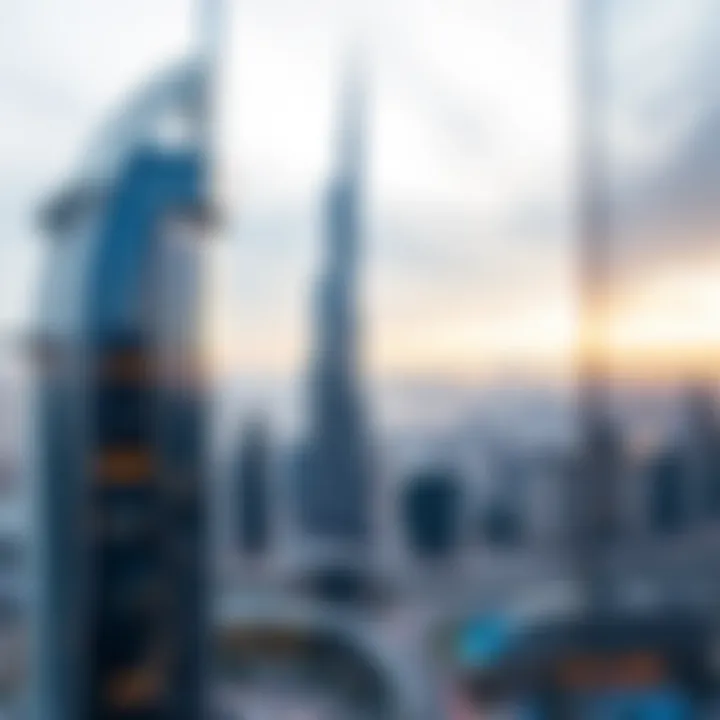 Crescent Tower with Dubai Skyline A panoramic view of Dubai's skyline featuring Crescent Tower