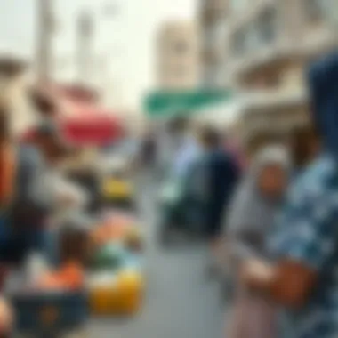 Daily Life in Dubai A vibrant market scene highlighting daily life and the role of domestic helpers in households