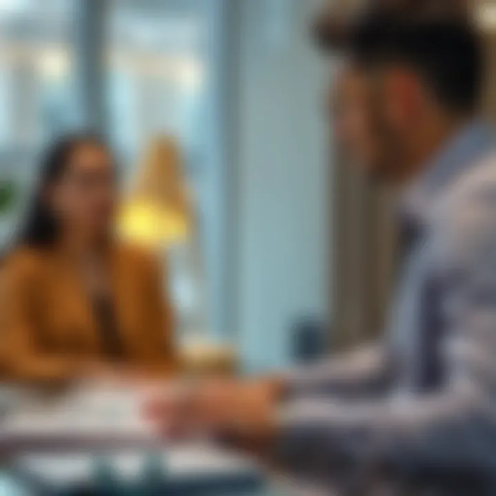Agent and Client Interaction Real estate agent presenting property options to clients