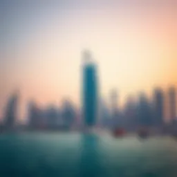 Stunning view of Zumurud Tower against the Dubai skyline