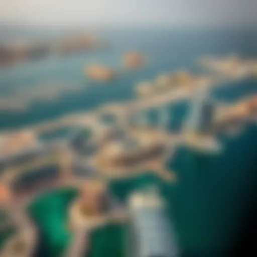 Aerial view of Yas Bay showcasing modern architecture and waterfront
