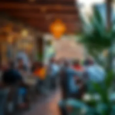 Lively Outdoor Dining Experience A lively outdoor dining area with guests enjoying the atmosphere