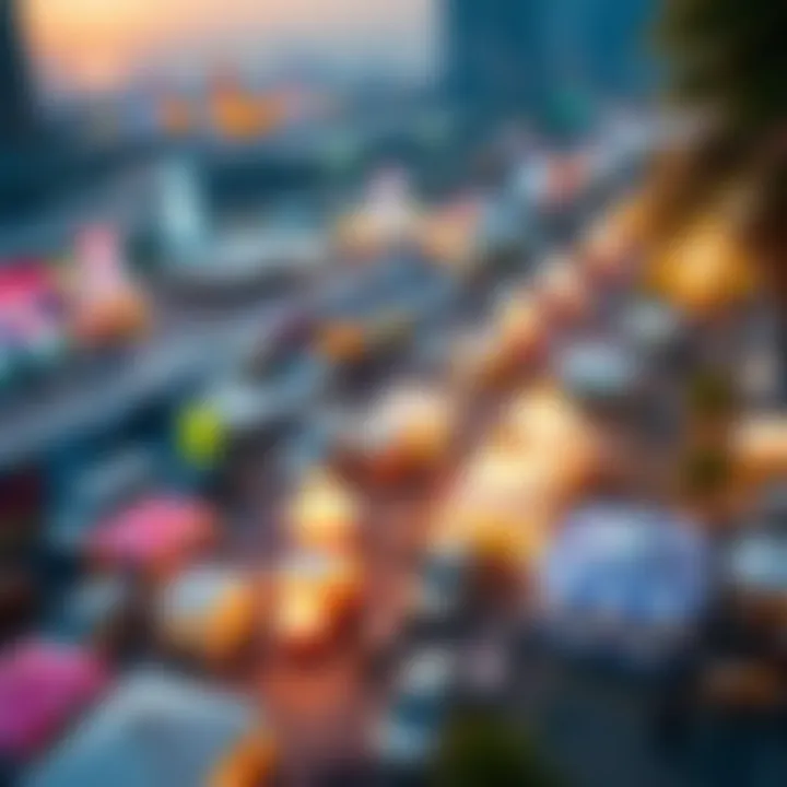 Aerial Perspective of Dubai's Festivals An aerial view of a bustling festival in Dubai