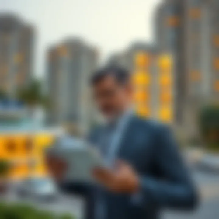 A businessman reviewing real estate opportunities in Sharjah