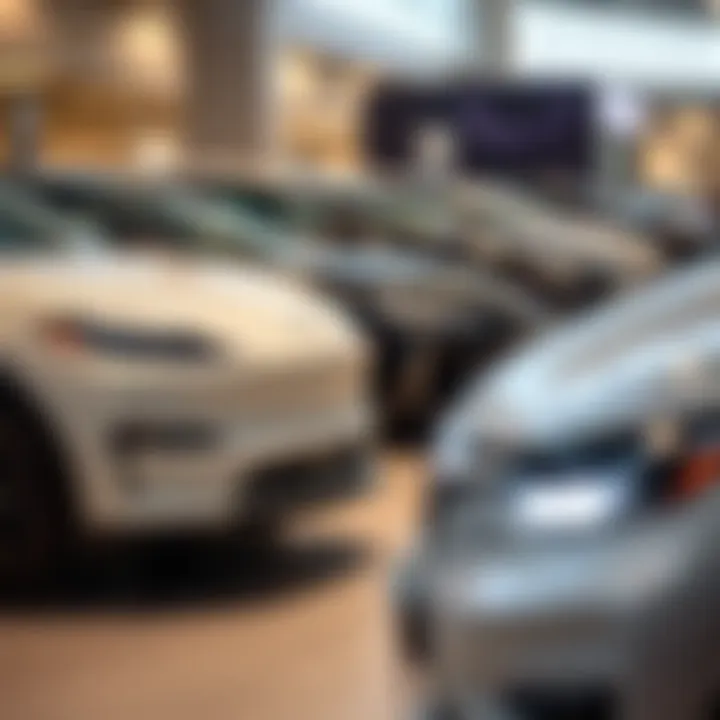 Diverse Electric Cars at Auto Show Diverse range of electric cars on display at an auto show