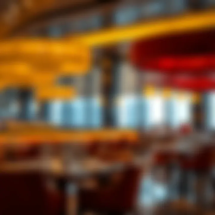 Contemporary Restaurant Ambiance Vibrant interior of a contemporary restaurant with unique decor