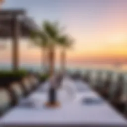 Elegant outdoor dining setup overlooking the beach