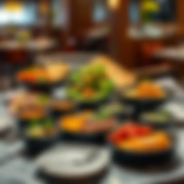 Culinary Delights at JBR Restaurant Diverse culinary offerings on a beautifully arranged table