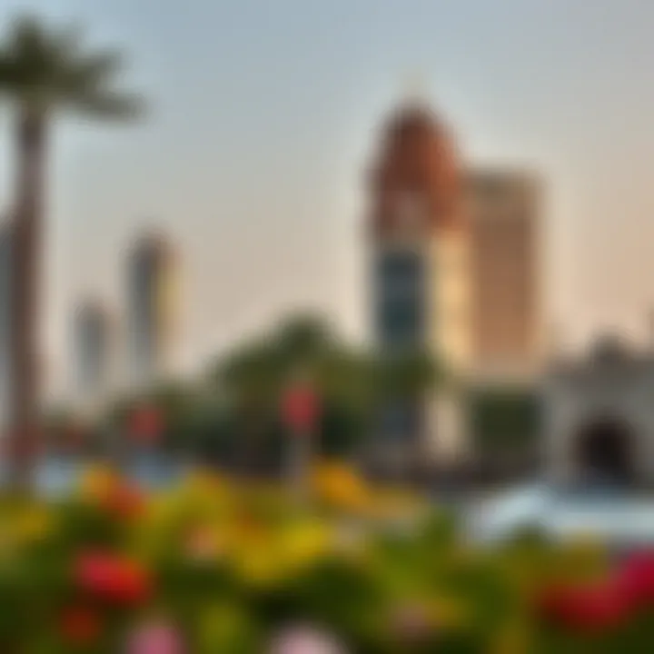 Cultural Landmarks Along Jumeirah Beach Road Vibrant scene along Jumeirah Beach Road with cultural landmarks