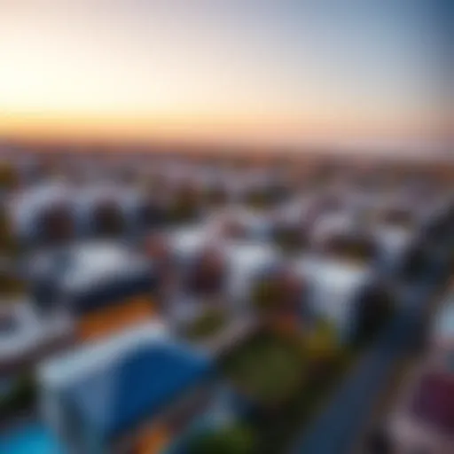 Aerial Perspective of Jumeirah Village Aerial view of Jumeirah Village showcasing its modern architecture