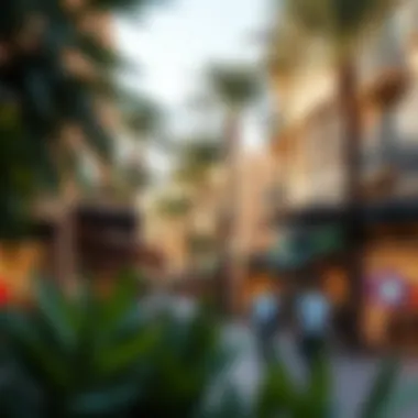 Commercial Hub of Jumeirah Village Commercial area in Jumeirah Village bustling with activity and shops