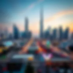 A skyline view of Dubai featuring modern architecture and tech hubs