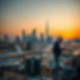 Stunning skyline of Dubai during a sunset