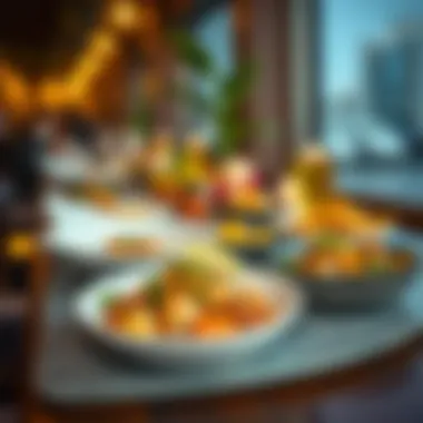Culinary Diversity at Dubai's Marina Restaurants Diverse culinary dishes served at a marina restaurant