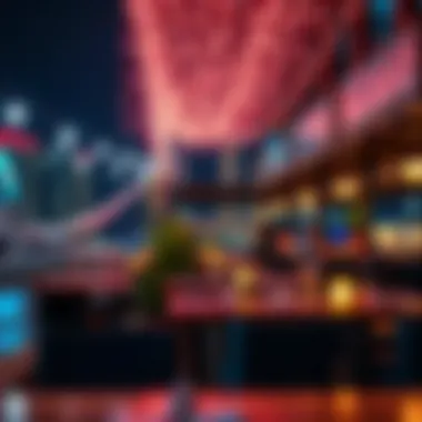 Dynamic Nightlife at Waterfront Dining Venues Vibrant nightlife at a marina restaurant