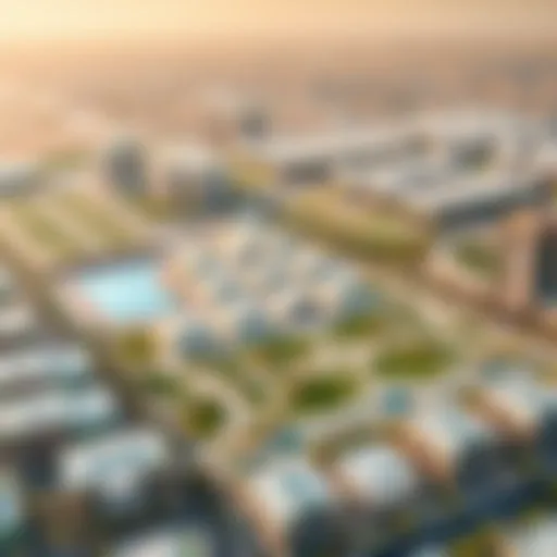 Aerial view of Masdar City showcasing its green landscape and urban layout