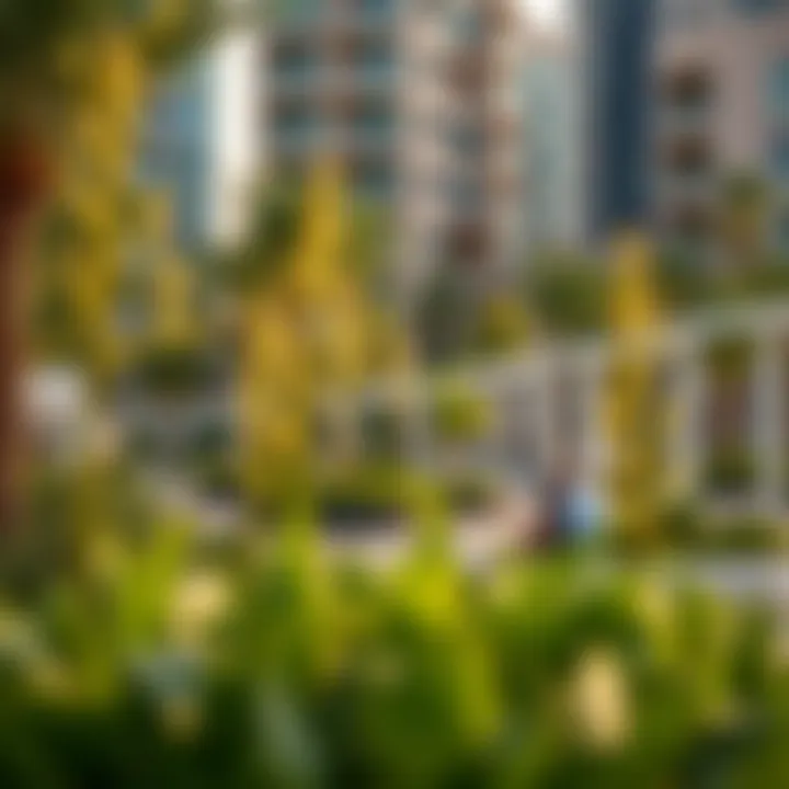 Community spaces and greenery in Masdar City promoting social interaction