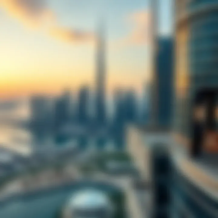 Business Bay Skyline with Merano Tower Scenic view of the Business Bay skyline with Merano Tower