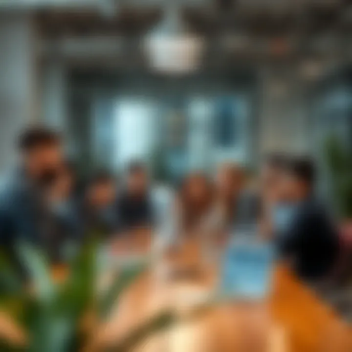 Collaboration in Action: Thriving in the UAE's Freelance Economy A group of diverse professionals collaborating in a modern workspace.