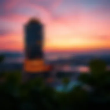 Nopoli Tower at Dusk: A Panoramic Perspective Panoramic view of Nopoli Tower at sunset