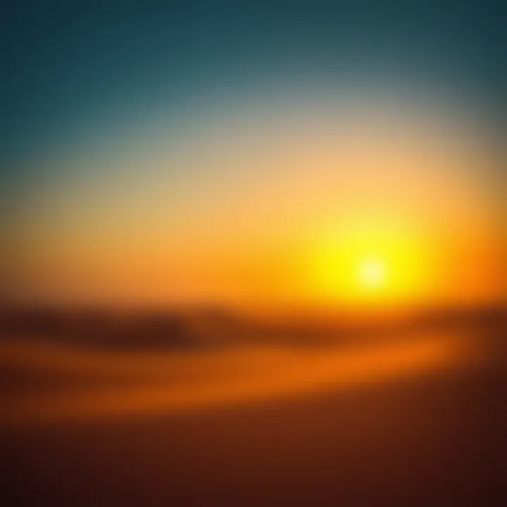 Desert Landscape Bathed in Golden Sunset Golden hues illuminating the desert landscape during sunset