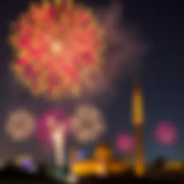 Eid Fireworks Display Colorful fireworks illuminating the night sky during Eid festivities