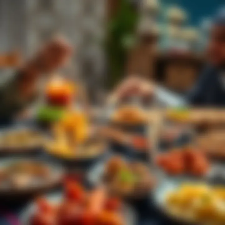 Delicious Iftar Tradition Traditional iftar spread with various delicacies