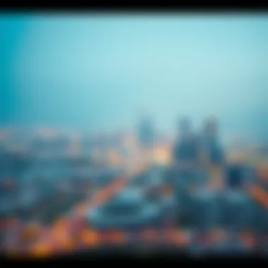 Dubai Skyline Featuring Rayna Properties Aerial view of Dubai skyline highlighting Rayna Properties developments