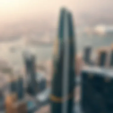 Aerial View of Shaha Tower Aerial view of Shaha Tower against the Dubai skyline
