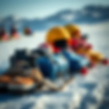 Essential Sledding Safety Equipment Safety gear and sledding equipment laid out