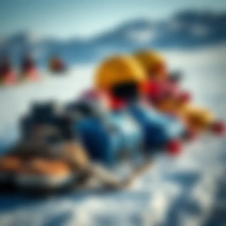 Essential Sledding Safety Equipment Safety gear and sledding equipment laid out