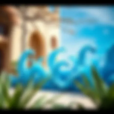 Artwork inspired by the sea and sky, symbolizing Dubai's cultural connection to blue.