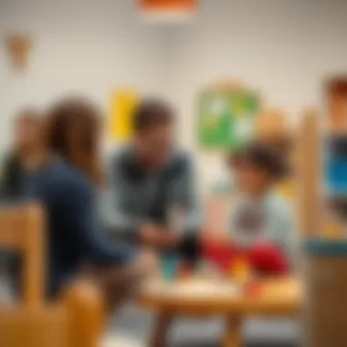 Parents engaging with children in a nursery environment