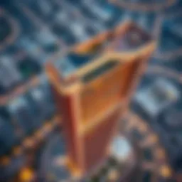 Aerial view of the Tiger Building showcasing its unique architecture
