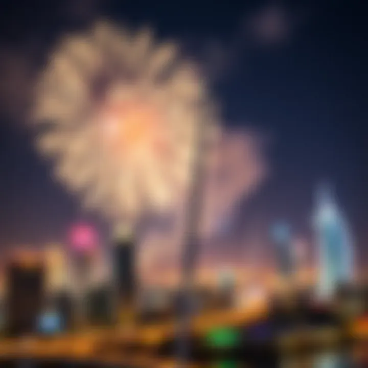 Fireworks lighting up the Dubai skyline during National Day