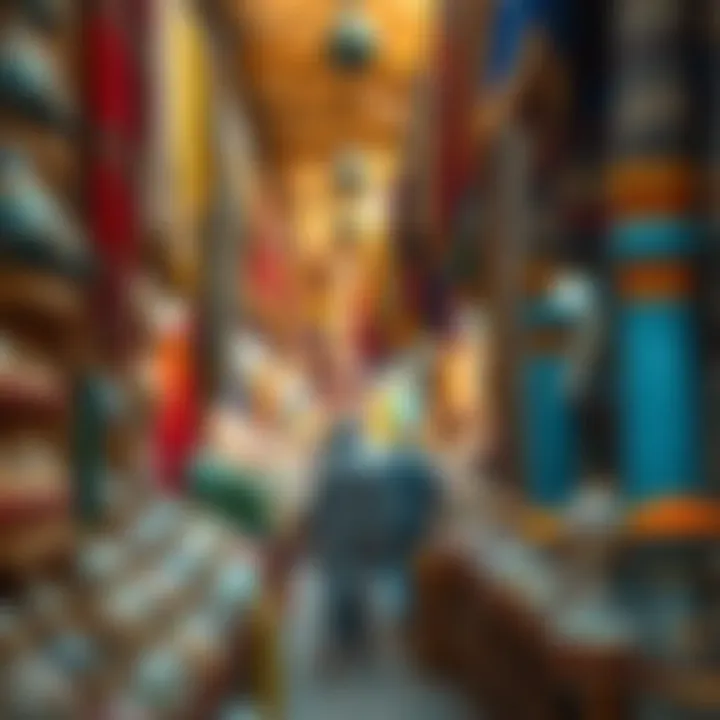 Vibrant souk filled with spices and textiles