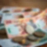Emirati Dirham coins and banknotes