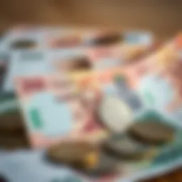 Emirati Dirham coins and banknotes
